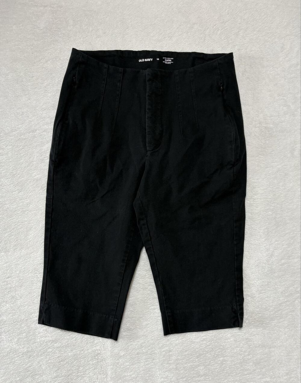 Old Navy Capris Womens 10 Black Extra High-Rise Secret Smooth Pockets
